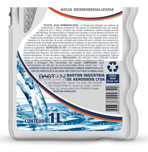 Kit 6 Água Desmineralizada Arrefecimento Radiador Bateria 1l
