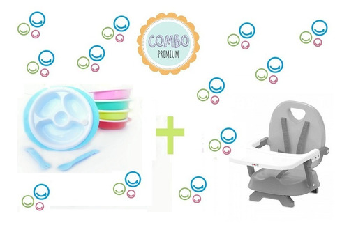 Silla D Comer Bebe Booster Plegable Buster + Plato Termico 