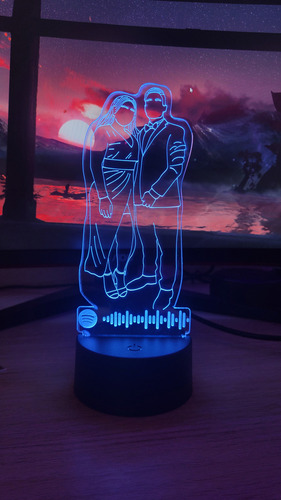 Lampara De Acrilico 3d Personalizada Con Codigo De Spotify