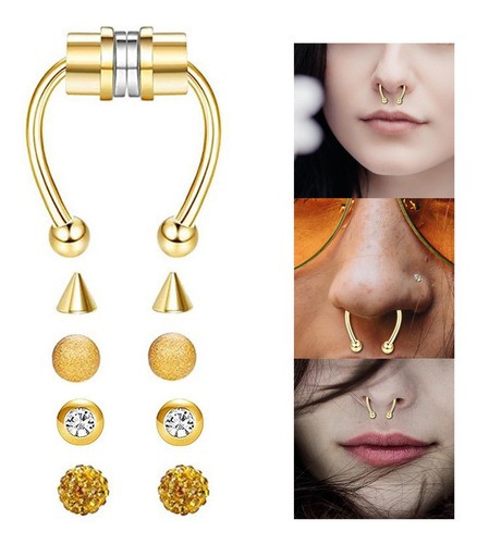Anillo De Nariz Falsa Piercing Falso Magnético Septum Moda