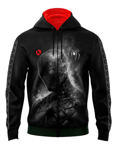 Campera Canguro Kapho Heroes Spiderman Black Adultos