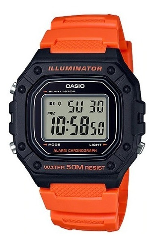 Reloj Hombre Casio Digital  W-218h-4b2v. Naranja. Nuevo. 