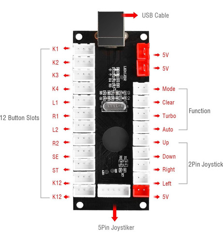Kit Arcade Led Qenker 2 Jugadores Usb Mame Diy