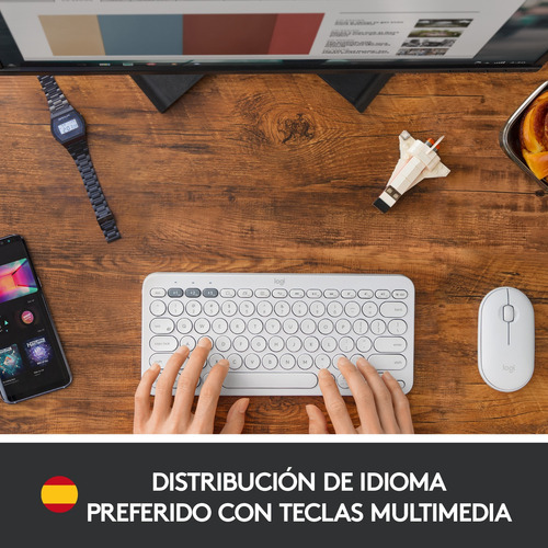 Combo Logitech Mouse M350s+teclado Bt K380s+totebag Blanco