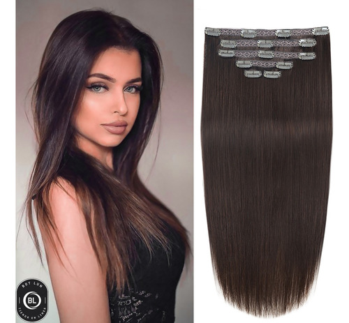 Extensiones Cabello Natural 100% Cortina Clip Liso Postizo