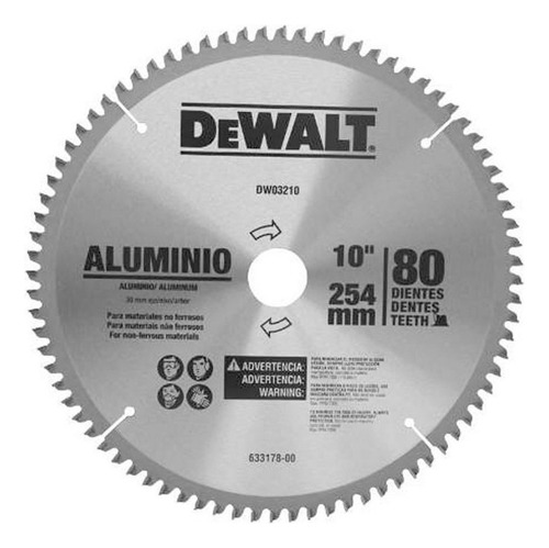 Disco De Sierra 10 80 Dientes Aluminio Dwa03210 Dewalt