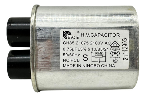 Capacitor Alta Tensão Microondas 0.75uf Ch85.21075.2100v.ac