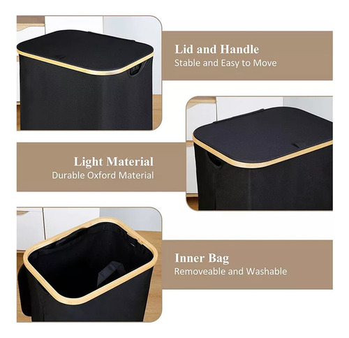 Cesta De Roupas Sujas De 110l Com Alça E Tampa, Cesta Dobráv