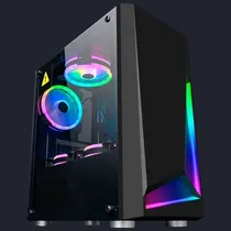 Comprar Gabinete Gamer Com Led Rgb Lateral Vidro Fans Coolers Rgb Cor Preto
