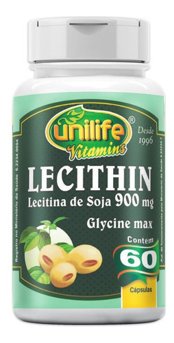 Kit 5 Lecitina De Soja 900mg Unilife 60 Cápsulas Sabor Sem Sabor