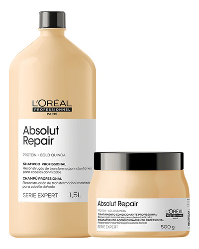 Kit Absolut Repair Gold Quinoa L'oréal - Shampoo E Máscara