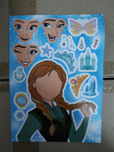 Set De 8 Hojas Con Stickers De Personajes De Frozen