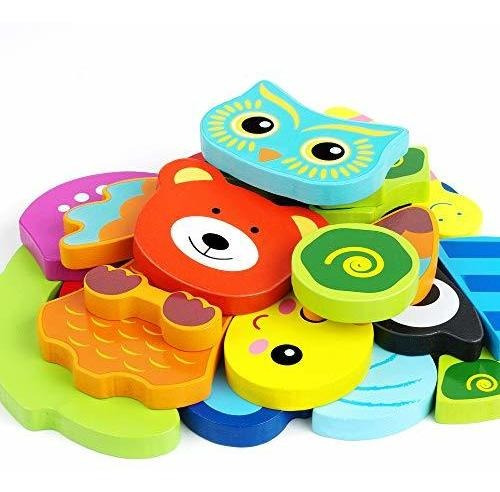 Rompecabezas De Madera Con Tematica De Animales Multicolor