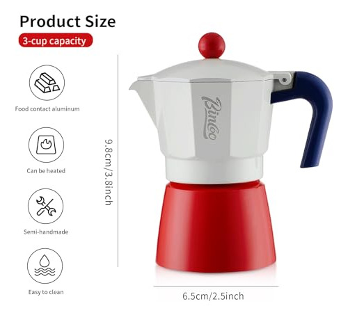 Bincoo Moka Pot, Cafetera Espresso De Cocina, 3 Tazas De Esp