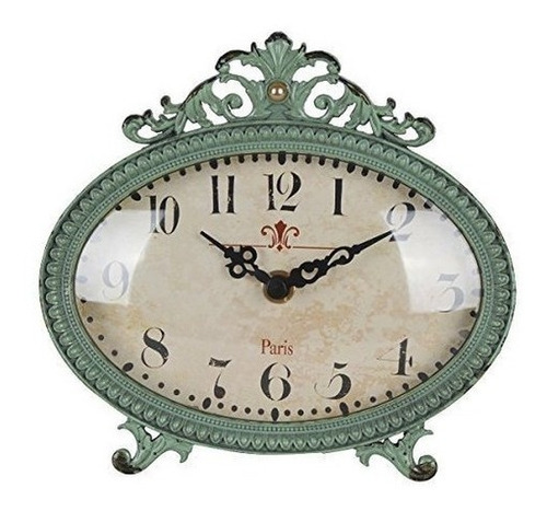 Nikky Home Reloj De Mesa Shabby Chic Pewter (aqua)