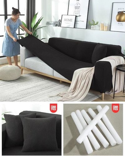 Imagen 3 de 10 de Funda De Sofá Forma De Il Chaise Longue 3 Asientos X Un Par