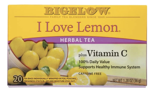 Bigelow I Love Lemon Te De Limon Y Hierbas 20 Sobrecitos