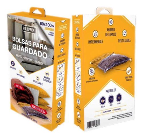 Imagen 2 de 2 de Set 2 Bolsas Jumbo Para Guardar Ropa Al Vacío - Fullpack