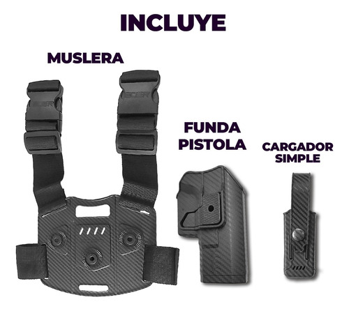 Kit Funda Pistolera Bersa Porta Cargador Simple Muslera 2 T
