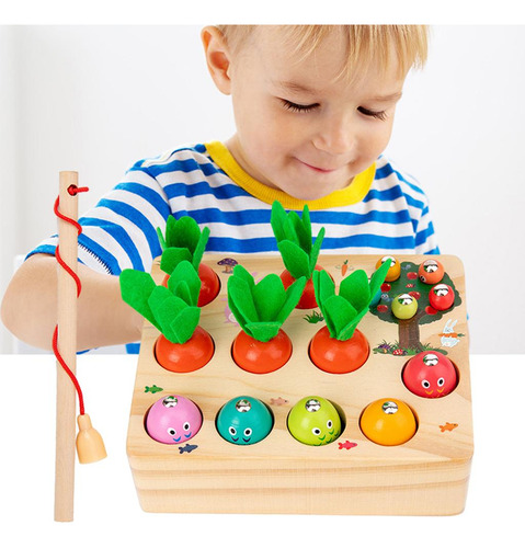 Juguetes Magnéticos De Madera Zanahorias Pesca Estilo 1