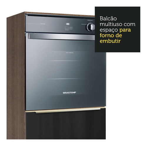 Mueble Para Horno Y Microondas Madesa Lux Sin Encimera Mn Color Rustic/Negro