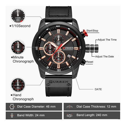 Curren Relojes Militares Con Correa De Cuero Para Hombres Cr