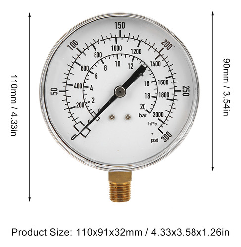 Manómetro Radial 1/4npt 90 Mm