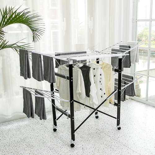 Tendedero De Ropa Plegable De Acero Inoxidable De 2 Niveles