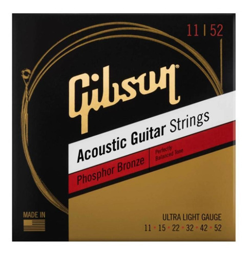 Encordoamento Gibson Violão Aço 011 052 Phosphor Bronze