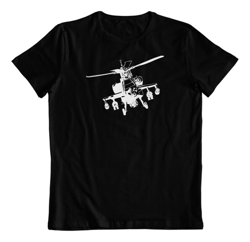 Polera Negra Algodon - Dtf - Helicoptero Halcon Negro Modelo