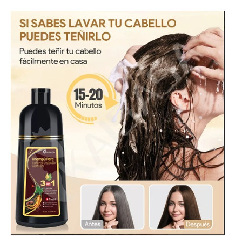 2 Pzs Shampoo Tinte 3 En 1 Cubre Canas Cafe Obscuro