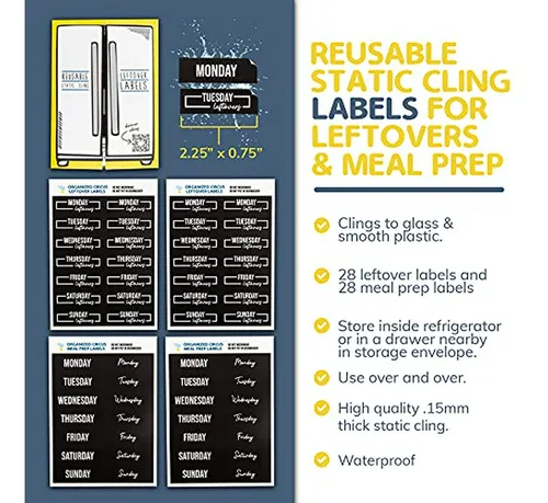 Etiquetas Reutilizables Para Alimentos - 56 Stickers Para Or