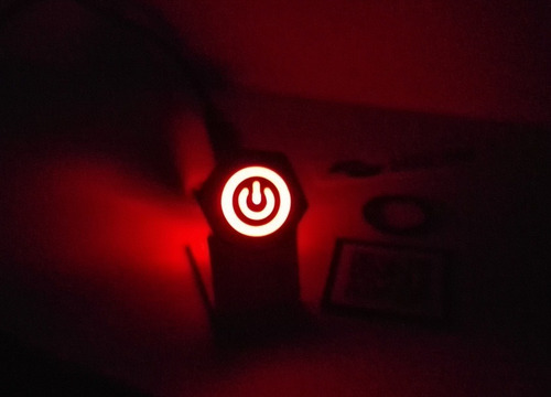 Imagen 7 de 10 de Boton Pulsador De Metal Led Con Logo Y Retención - 16mm Rojo