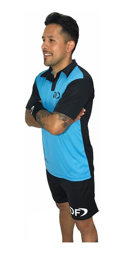Imagen 2 de 4 de Chomba Hombre + Short Con Bolsillos. Conjunto Padel Tenis Df