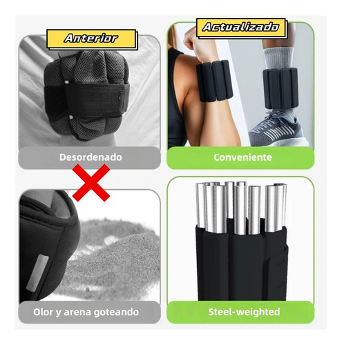 1kg Par Tobilleras Peso Muñequeras Pulsera Silicon Polainas