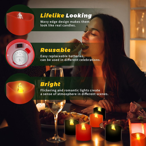 Paquete 12 Velas Led Sin Llama - Tres Colores Con Pilas