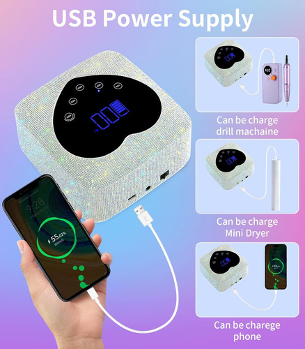Lámpara De Uñas Uv Inalámbrica Para Uñas De Gel De 72 W, Sec
