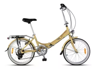 Bicicleta plegable Aurora Folding Aurorita Classic - Retro R20 7v frenos v-brakes cambio Shimano FT30 color beige con pie de apoyo