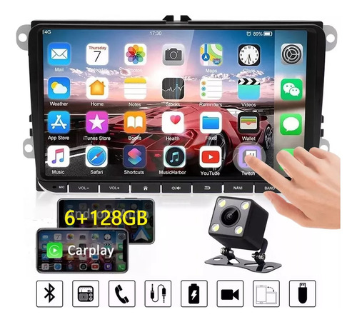 Estéreo Android 14 6+128 GB 9 pulgadas Jetta Mk6 Bora Tiguan Vento