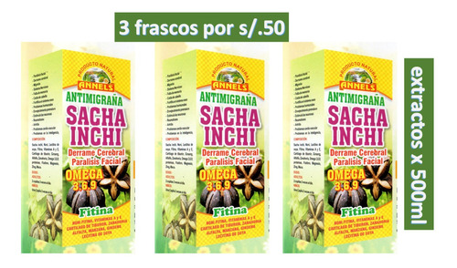 Sacha Inchi Omega 3 6 9 Annels 500ml Pack 3x50