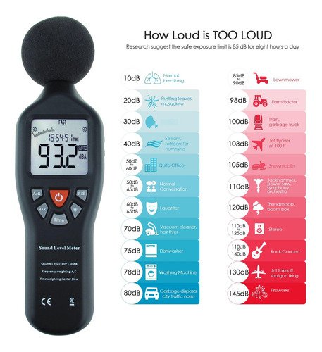 Medidor De Decibelios Digital 30db A 130db Profesional