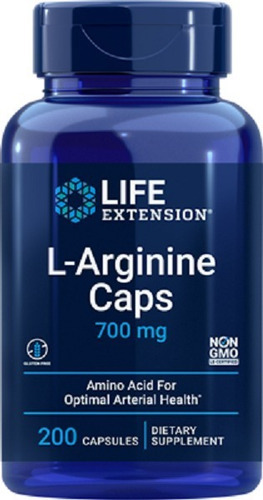 L-arginine Caps 700 Mg, 200 Capsules Sabor Sem sabor