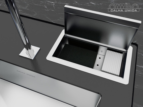 Porta Utensílios Escova E Objetos Embutido Aço Inox