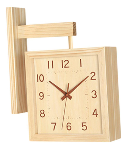 Reloj De Pared De Esquina De Doble Cara, Color De Madera