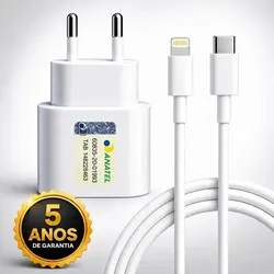 Carregador 30w Turbo Para iPhone 8 X Xr 11 12 13 14 Pro Max Fonte Usb C Cor Branca Dtimp - R$ 44