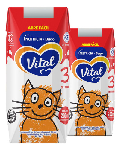 Leche Líquida Vital 3 En Brick 24 Un 200ml  Pack X2un 