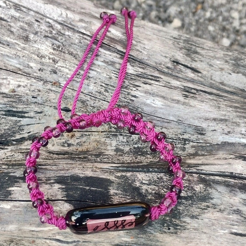 Imagen 8 de 8 de Pulsera Tejida Chaquiron Morado Liz