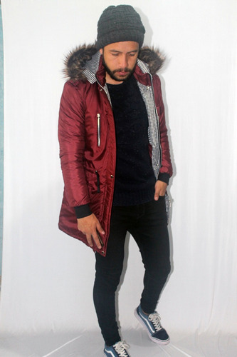 Chaqueta Parka Bomber Hombre Impermeable Slim Fit