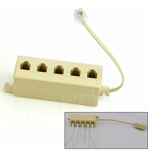 Adaptador Conector Teléfono Modular 5 Líneas Rj11jack Casa