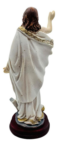 Escultura La Resureccion De Cristo 20 Cm Resina Ojo Pintado Blanco